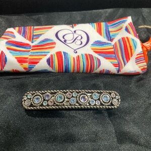 Brighton Halo Barrette Silver/Tanzanite